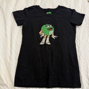 M&M'S Black T-Shirt with Green Rhinestone Character Small